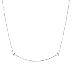 Tiffany & Co. sterling silver LARGE t smile necklace.